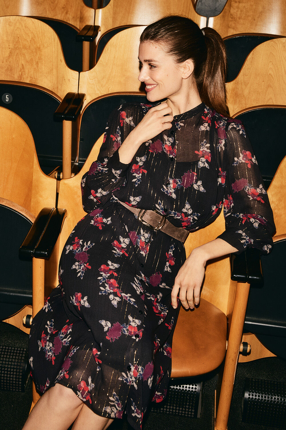 Nuriel Shirt Dress - Black, Raquel Belt - Chocolate Plum