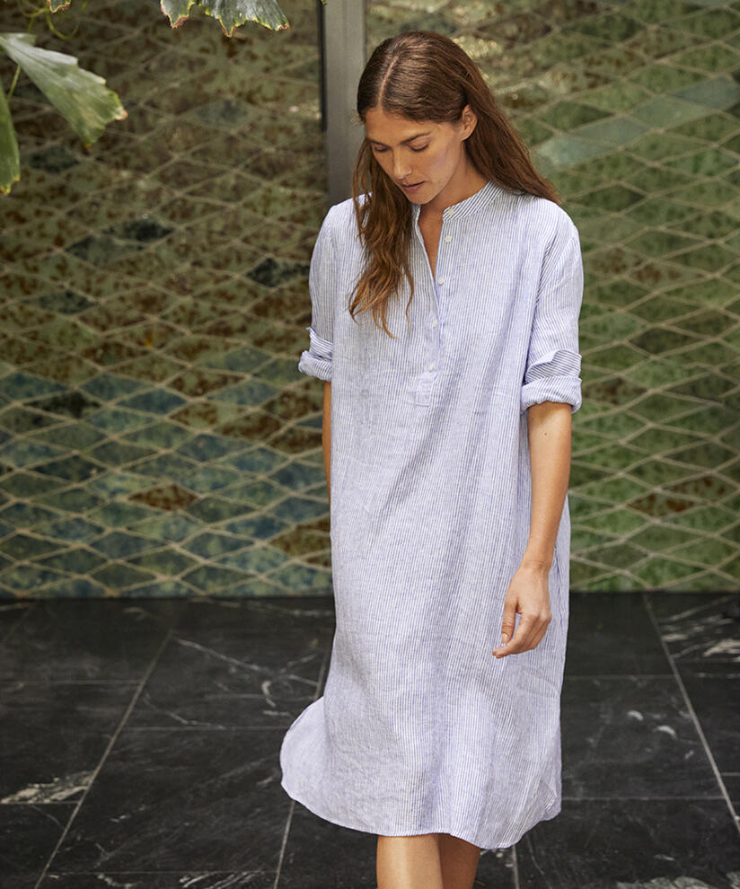 masai linen dress Masai Copenhagen Niela Stripe Linen Shift Dress In Earth Red - 63% Off