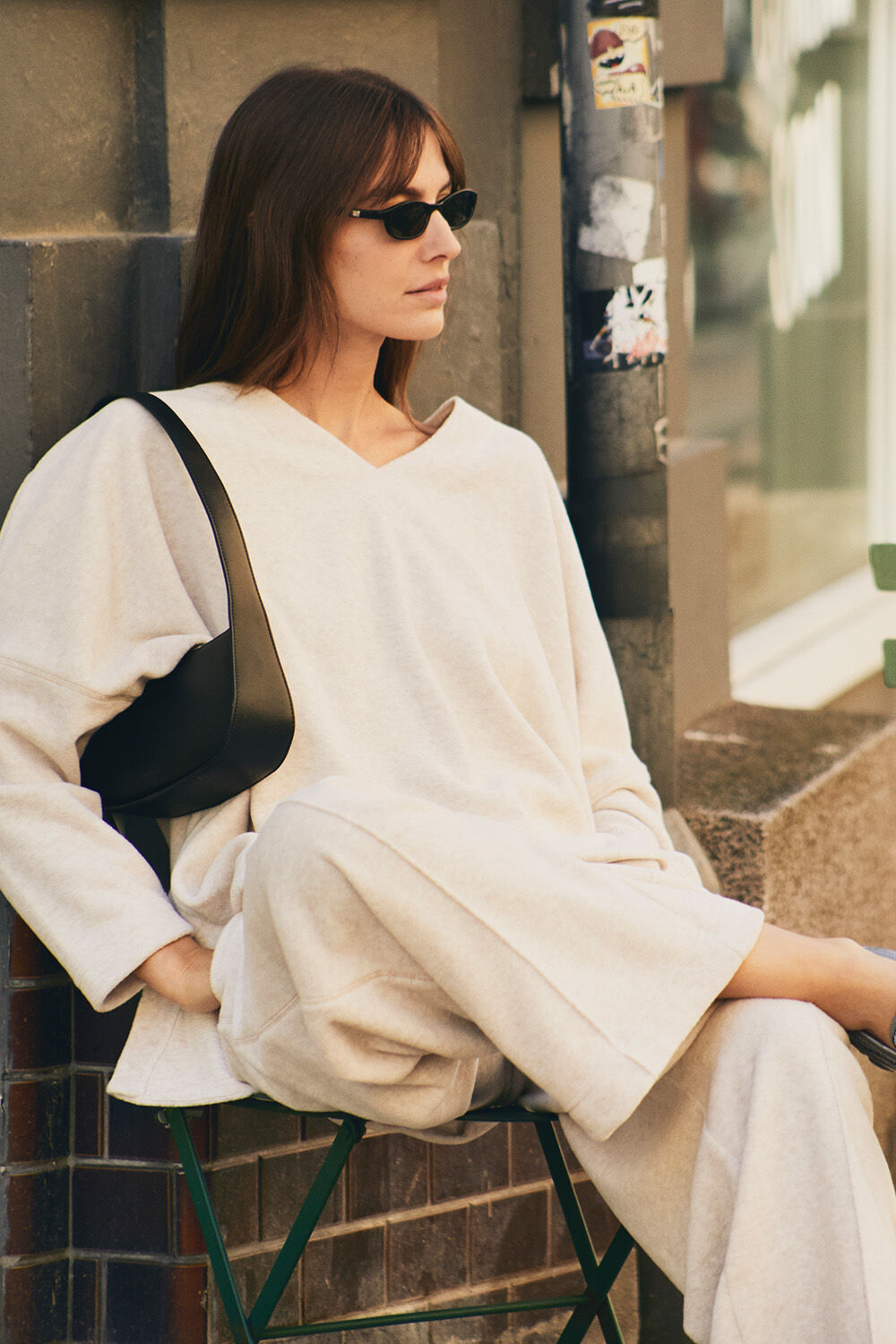 Diletta Jersey Top - Beige melange, Peira Trousers - Beige melange