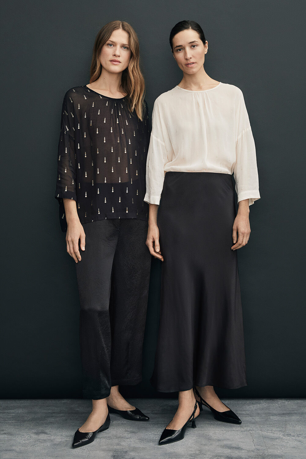 Derisa Blouse - Black, Pavine Trousers - Black, Derisa Blouse - Whitecap, Solviera skirt - Black