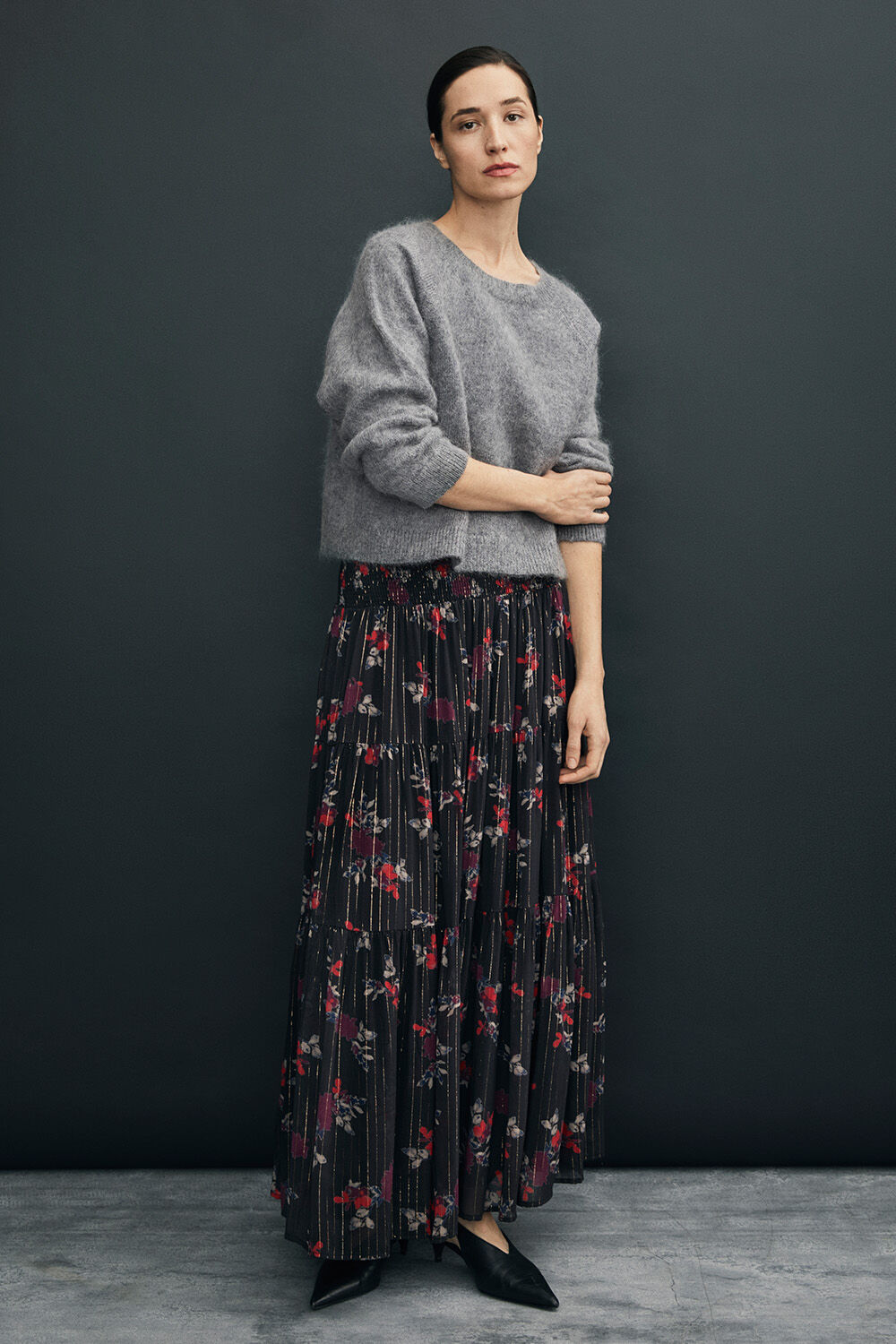 Fathia Wool jumper - Quiet Shade, Sondrani Skirt - Black